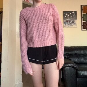 American Eagle soft pink wool knit sweater size XS
